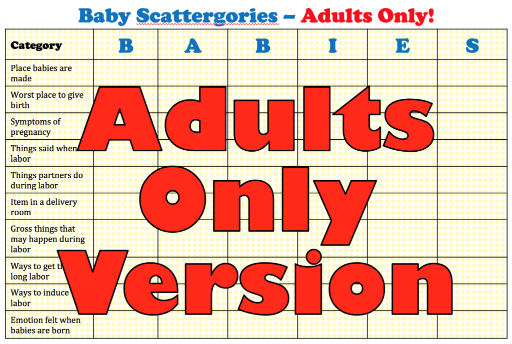 Baby Shower Scattergories â€“ Adult Version!