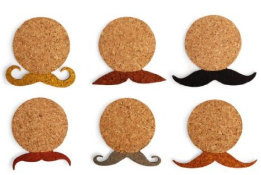 Mustache Cork Coasters