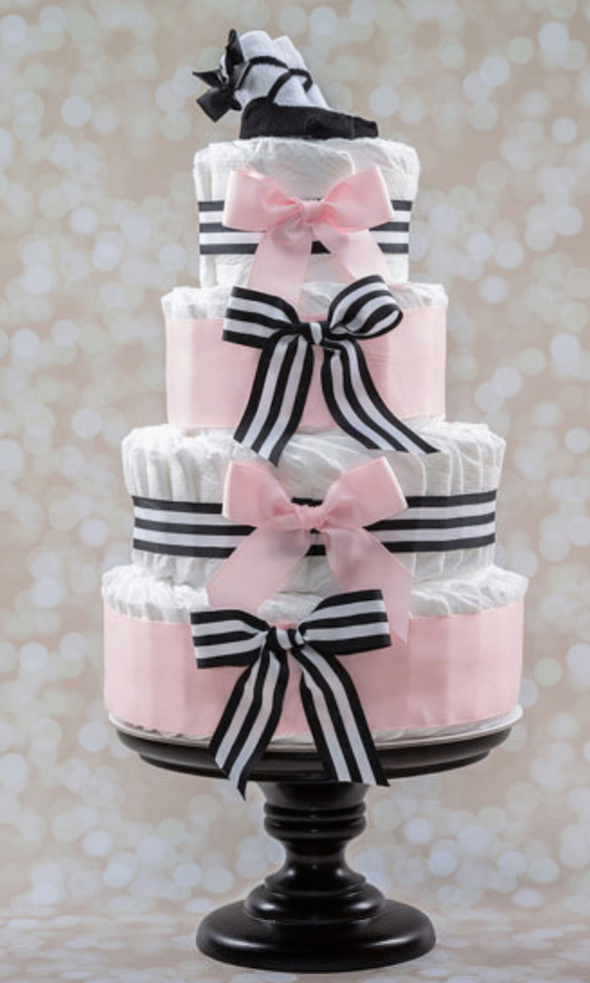 baby shower diaper cake pink black