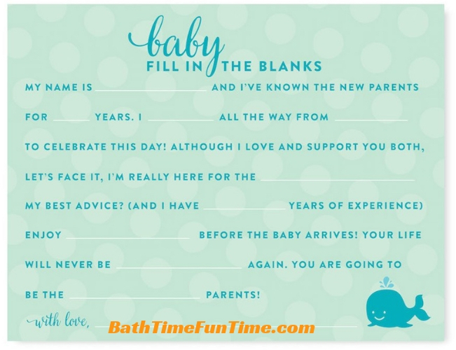 whale baby shower games theme
